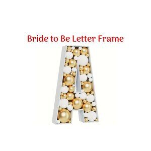 Bride To Be Mosiac Letter Frame Kit to Fill with Balloons White Bridal Shower